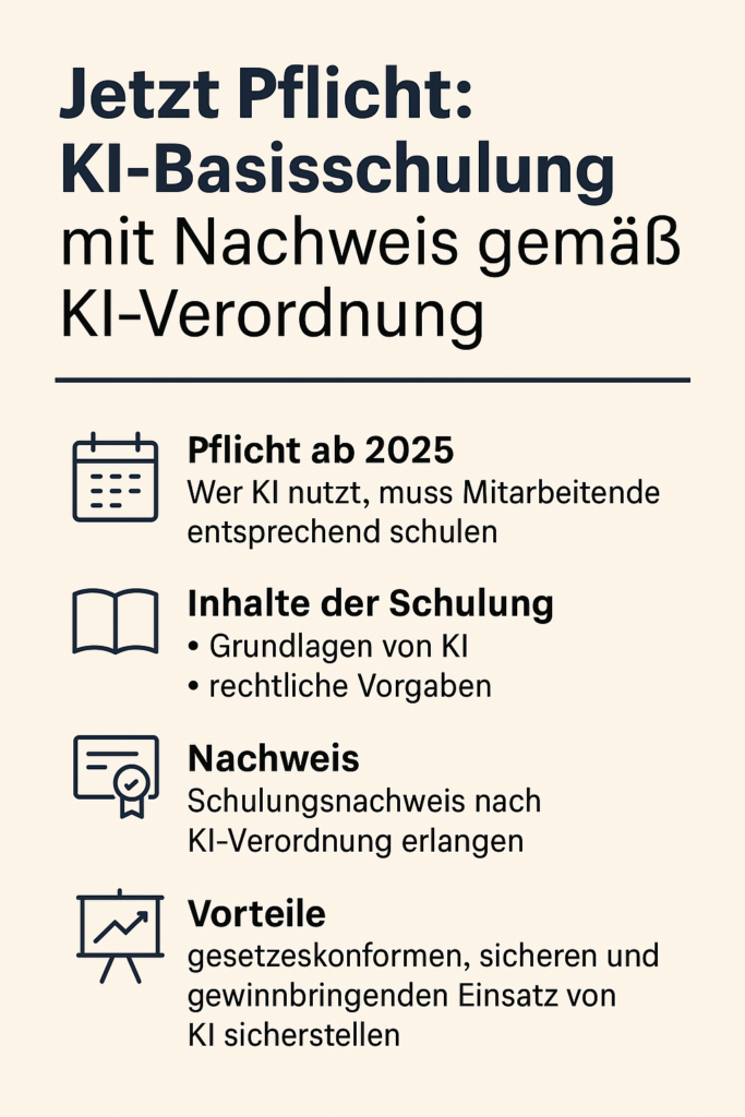 Grafik KI-Basisschulung gemäß KI-Verordnung. Erstellt mit KI
